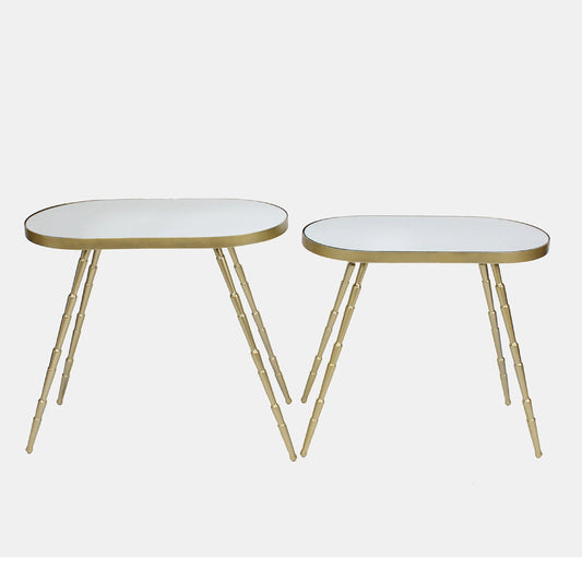 Mirror Top Accent Table (Set of 2) by Sagebrook Home - Gold