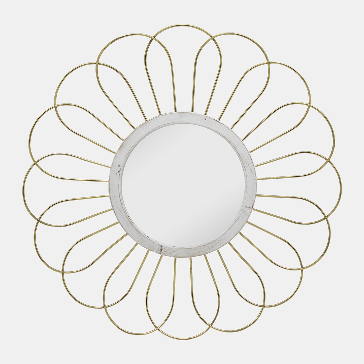 Sagebrook Home Glam 35" Round Daisy Mirror in Metal - Gold