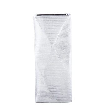 Urban Trends Collection 14" Rectangle Ceramic Vase with Brushed Geometric Pattern - Silver