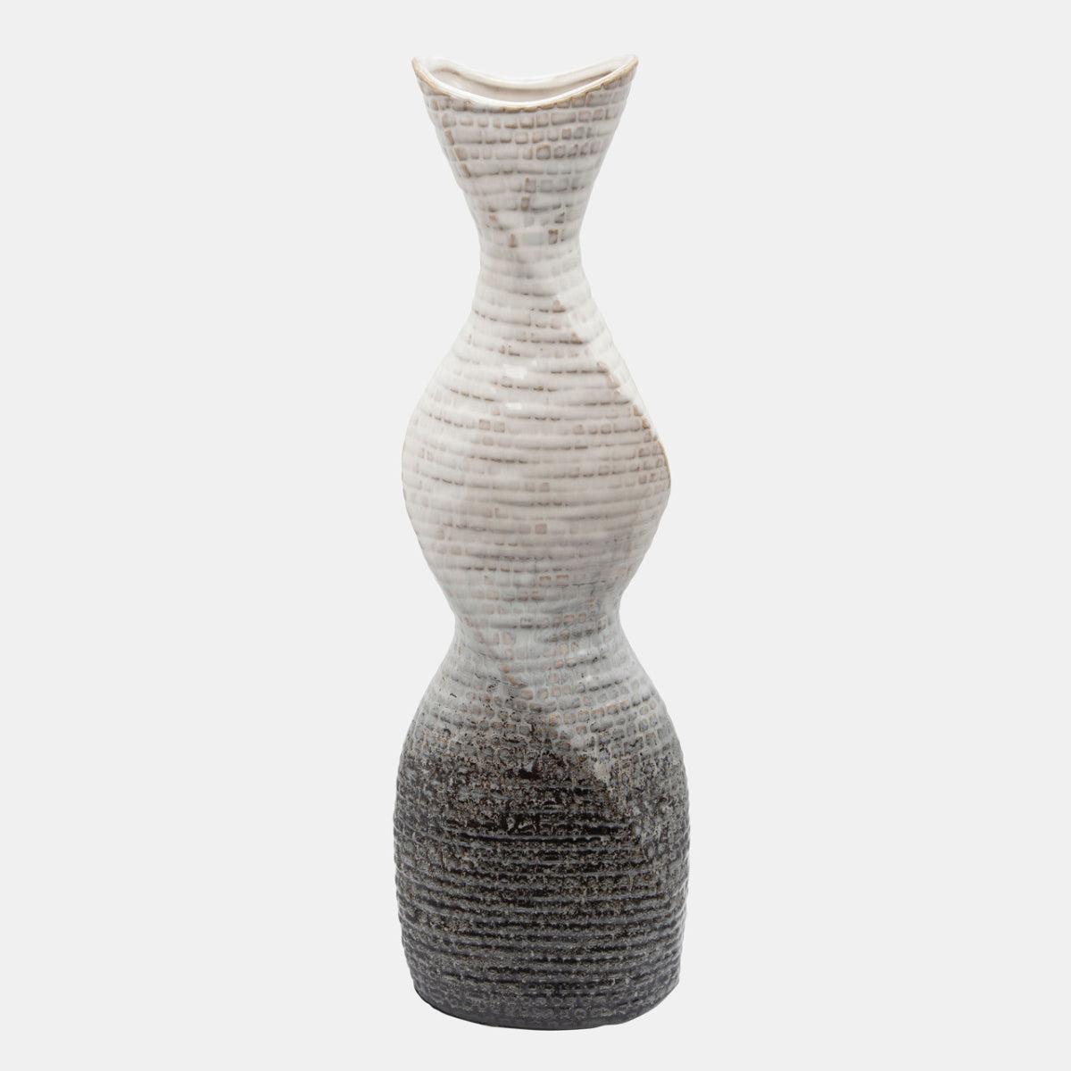 Sagebrook Home Contemporary 20" Twisted Ceramic Vase - Cream