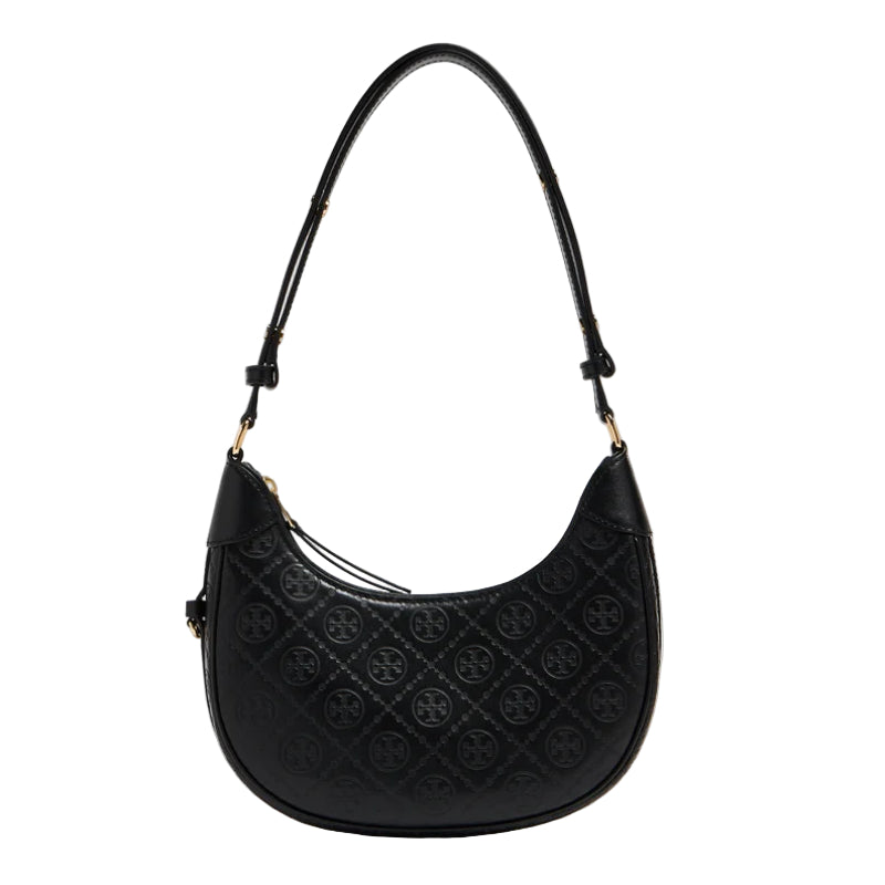 Tory Burch Monogram Crescent Bag - Black