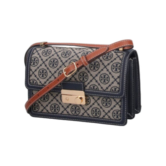 Tory Burch Monogram Shoulder Bag - Gray/Blue