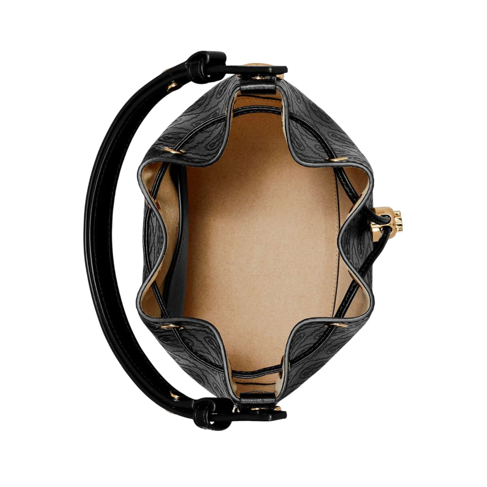 Tory Burch Monogram Leather Bucket Bag - Black