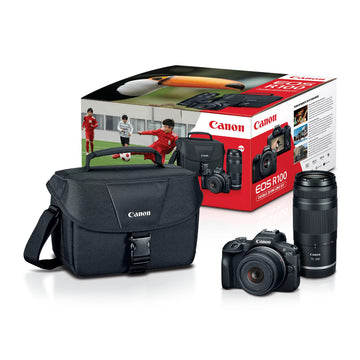 Canon EOS R100 Mirrorless Digital Camera with 75-300mm and 18-45mm Lenses - Black