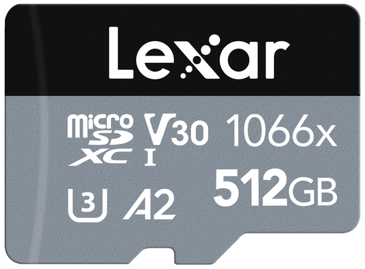 Lexar Professional Lms1066512Gb 512Gb 1066X Uhs-I Microsdxc Memory Card with Sd Adapter - Silver