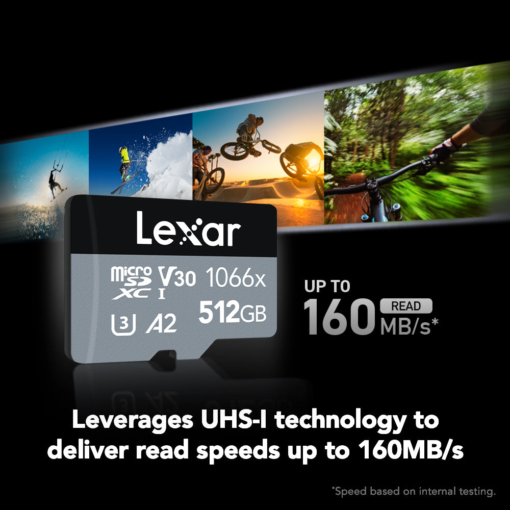 Tarjeta de memoria Lexar Professional Lms1066512Gb 512Gb 1066X Uhs-I Microsdxc con adaptador SD - Plateada 