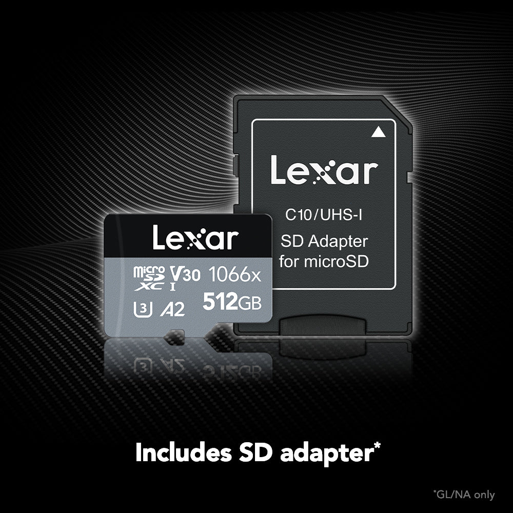 Lexar Professional Lms1066512Gb 512Gb 1066X Uhs-I Microsdxc Memory Card with Sd Adapter - Silver