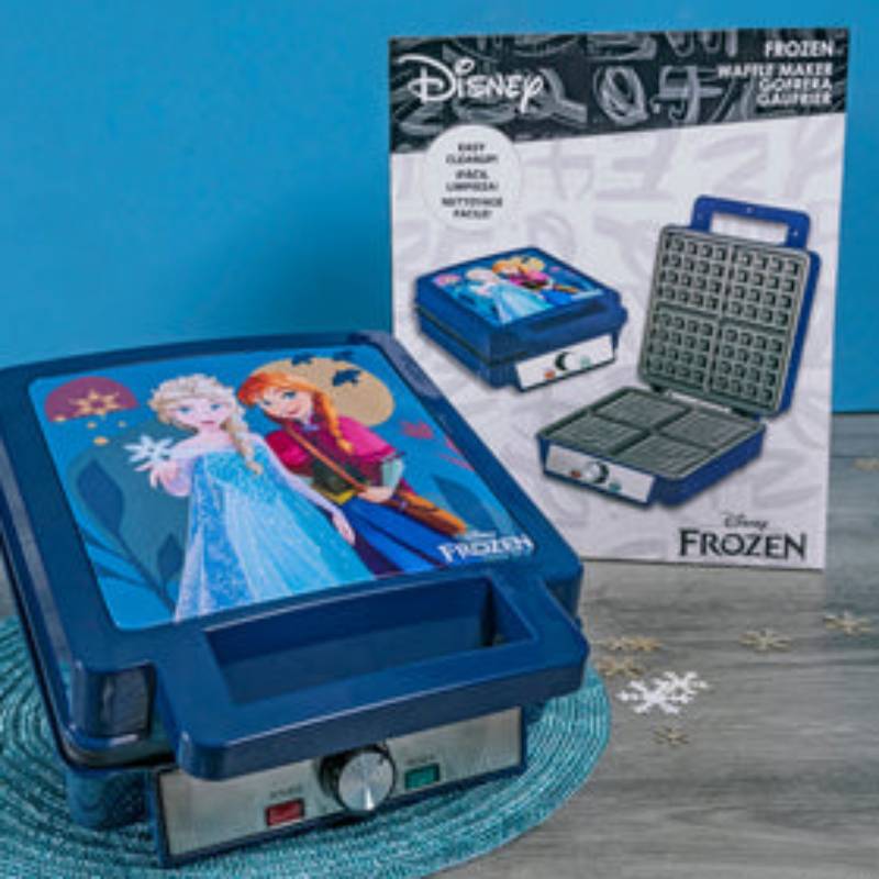 Uncanny Brands WM5/DIP/PR1 Disney Frozen Elsa, Anna, and Olaf Deluxe Waffler- Blue