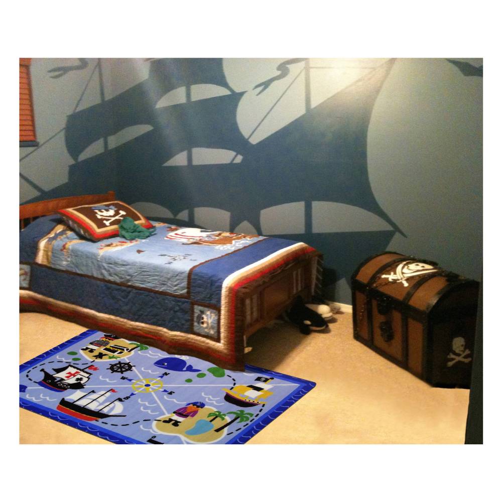 L.A Rugs Fun Time Buried Treasures Rectangular Area Rug - Blue