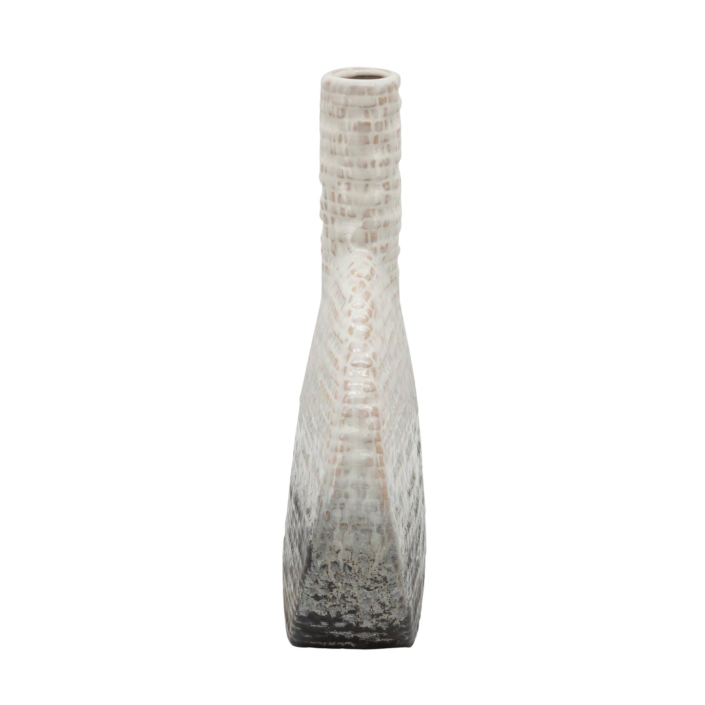 Sagebrook Home Contemporary 12" Textured Oval 2-Tone Ceramic Vase - Ivory/Beige