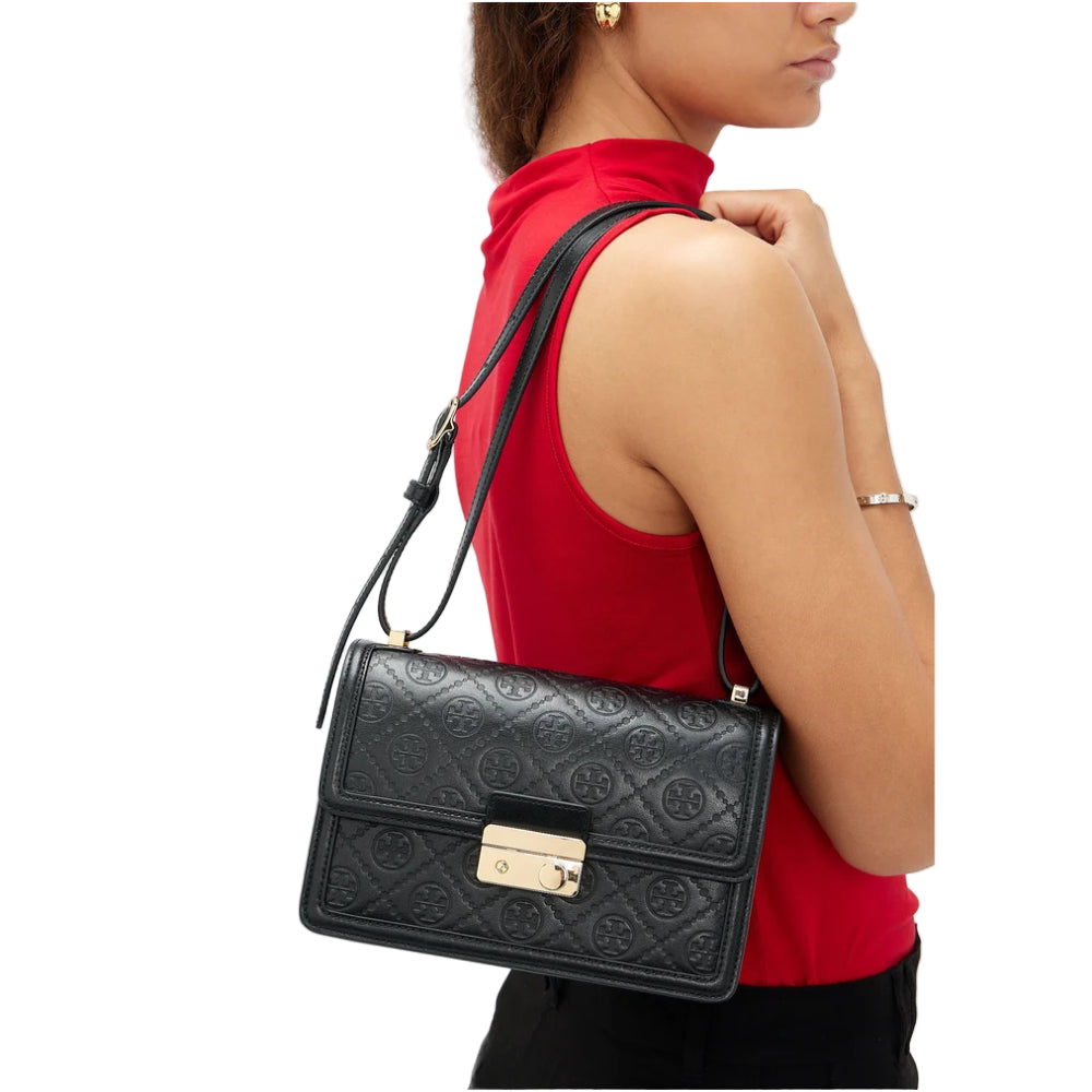 Tory Burch Monogram Shoulder Bag - Black