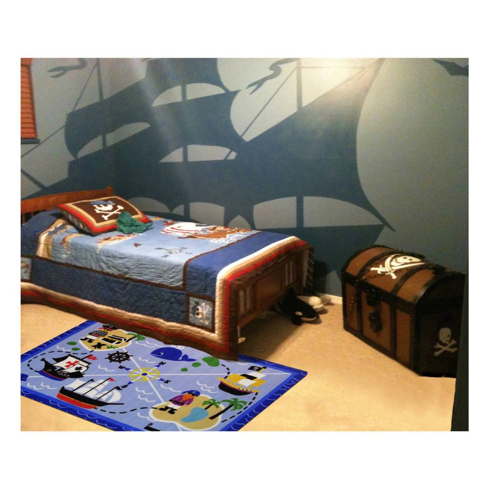 L.A Rugs Fun Time Buried Treasures Rectangular Area Rug - Blue