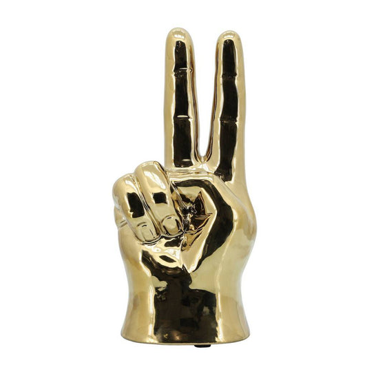 Sagebrook Home Contemporary 8" Ceramic Peace Sign Sculpture - Gold