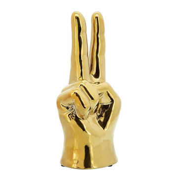 Sagebrook Home Contemporary 8" Ceramic Peace Sign Sculpture - Gold