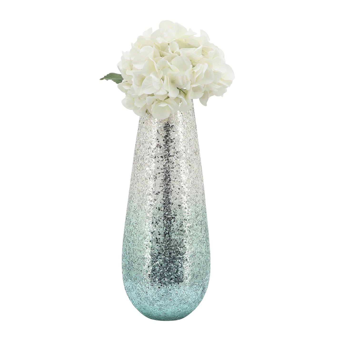 Sagebrook Home Contemporary 18" Crackled Glass Vase - Green Ombre