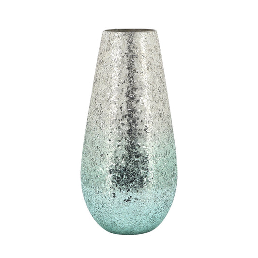 Sagebrook Home Contemporary 12" Crackled Glass Vase - Green Ombre