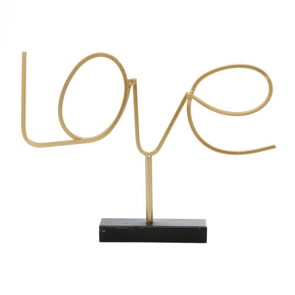 UMA Enterprises Contemporary 13.3" Metal Decorative Love Sign Sculpture - Gold