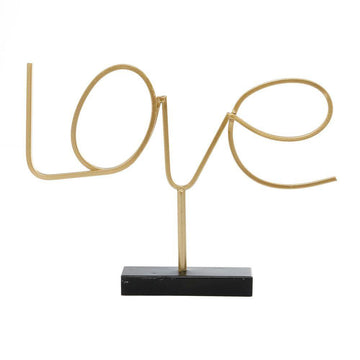 UMA Enterprises Contemporary 13.3" Metal Decorative Love Sign Sculpture - Gold