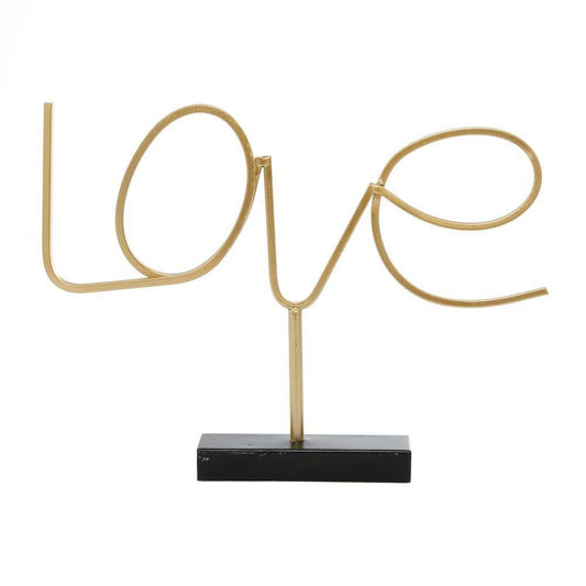 UMA Enterprises Contemporary 13.3" Metal Decorative Love Sign Sculpture - Gold