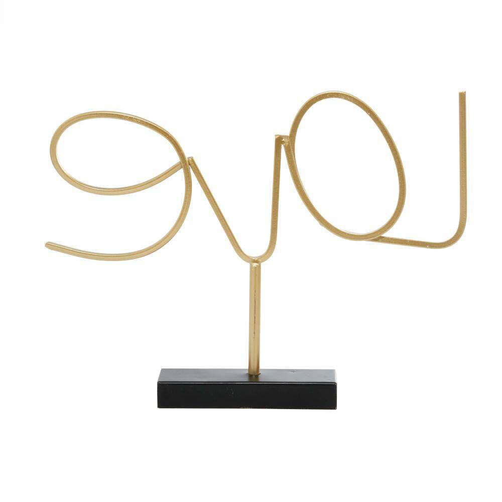 UMA Enterprises Contemporary 13.3" Metal Decorative Love Sign Sculpture - Gold