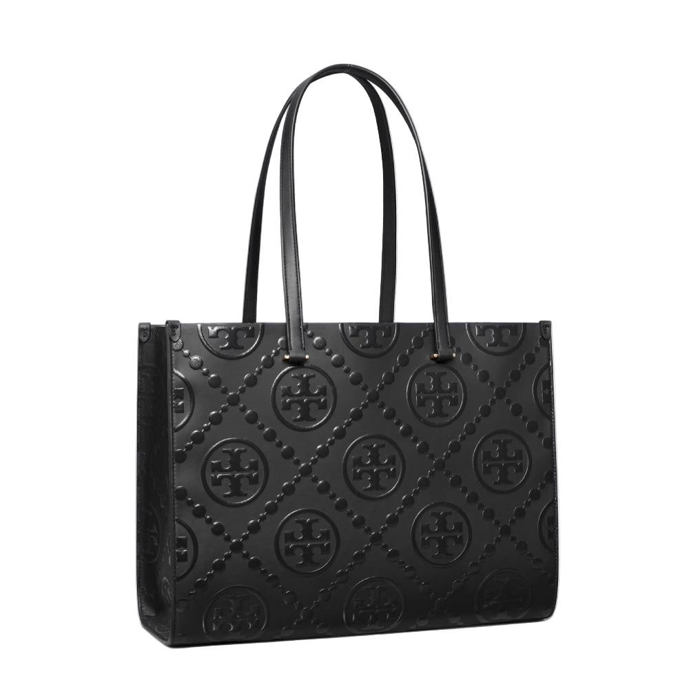 Tory Burch Monogram Embossed Tote Bag - Black