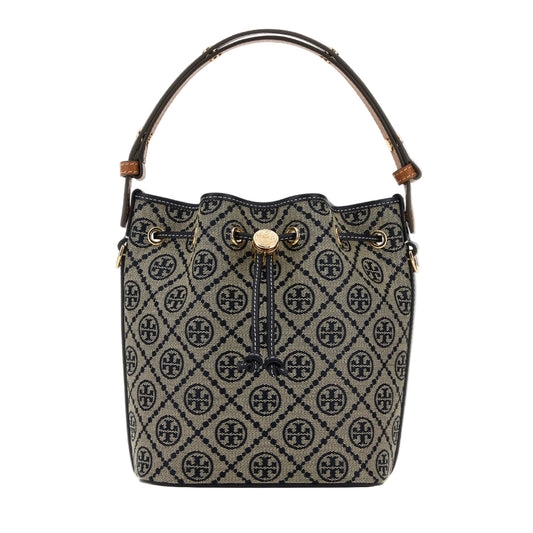 Tory Burch Monogram Bucket Bag- Gray/Black