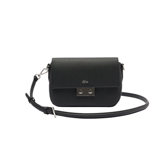 Lacoste Flap Close Crossbody Shoulder Bag - Black