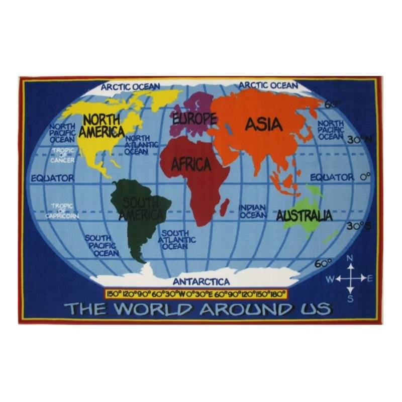 L.A Rugs Fun Time World Map Rectangular Area Rug - Blue