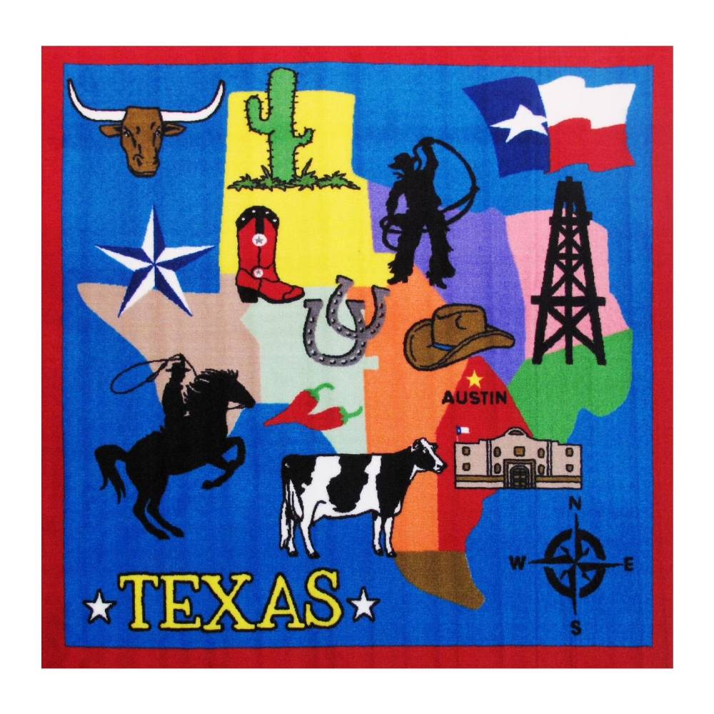 L.A Rugs 4'3" x 4'3" Fun Time Texas Square Area Rug - Blue