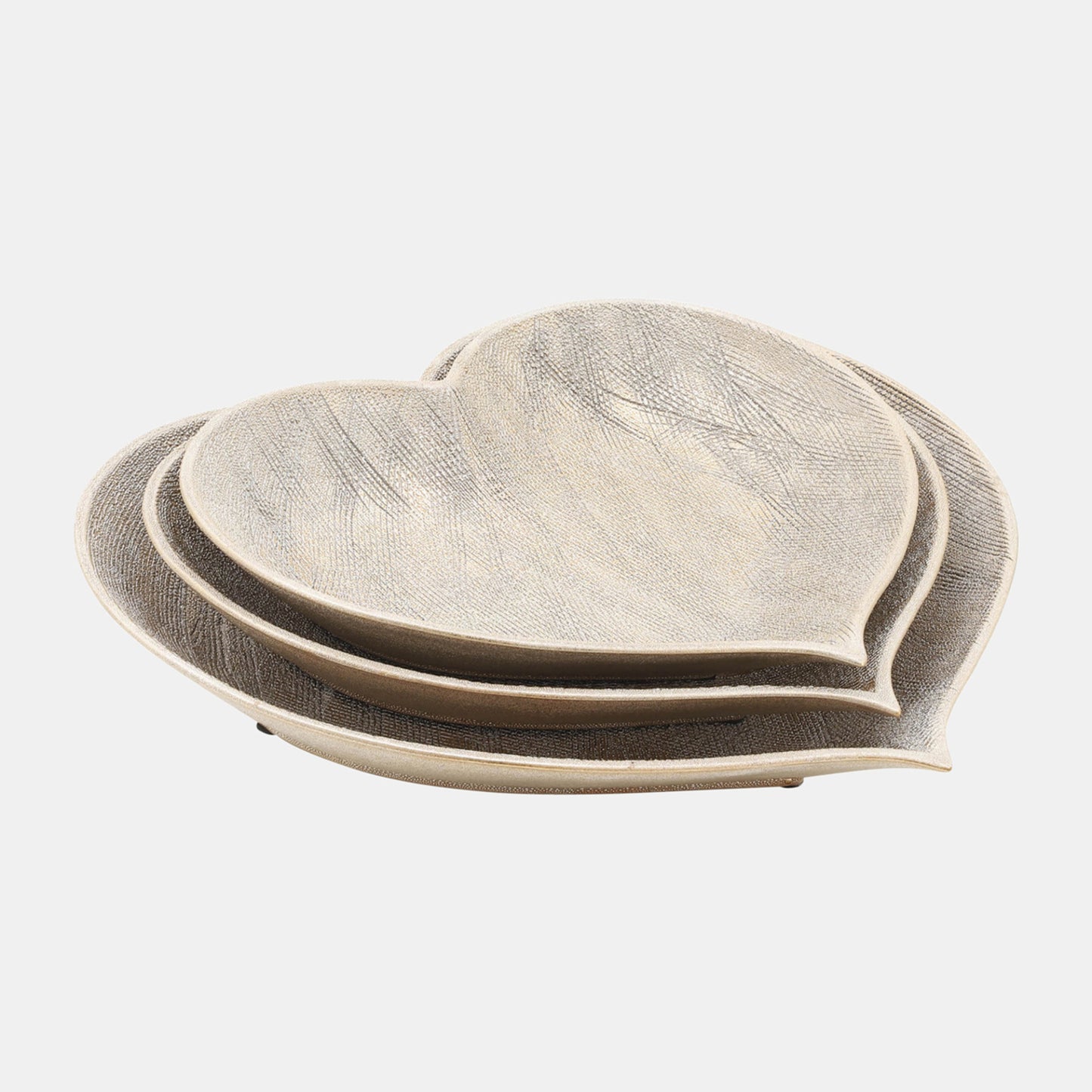 Sagebrook Home Contemporary Ceramic Scratched Heart Plates (Set of 3 ) - Gold