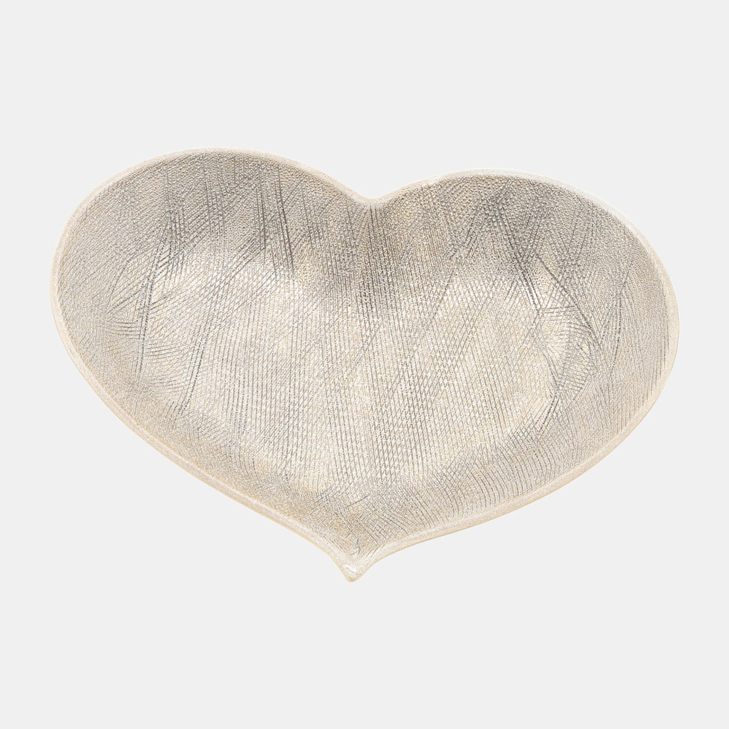 Sagebrook Home Contemporary Ceramic Scratched Heart Plates (Set of 3 ) - Gold