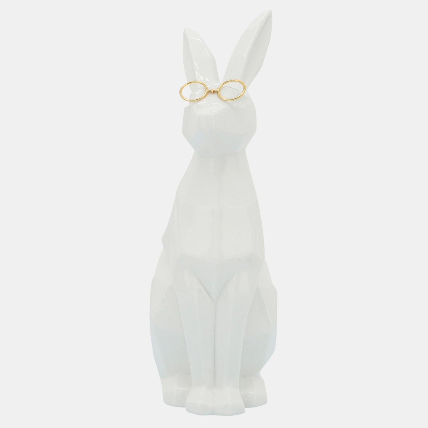 Sagebrook Home Contemporary 11" Ceramic Bunny with Glasses - White/Gold