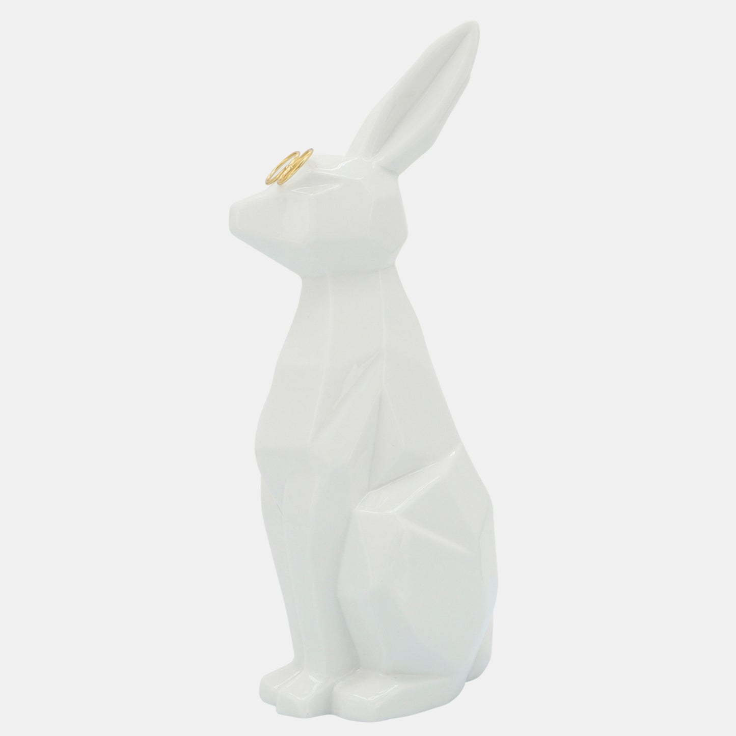 Sagebrook Home Contemporary 11" Ceramic Bunny with Glasses - White/Gold