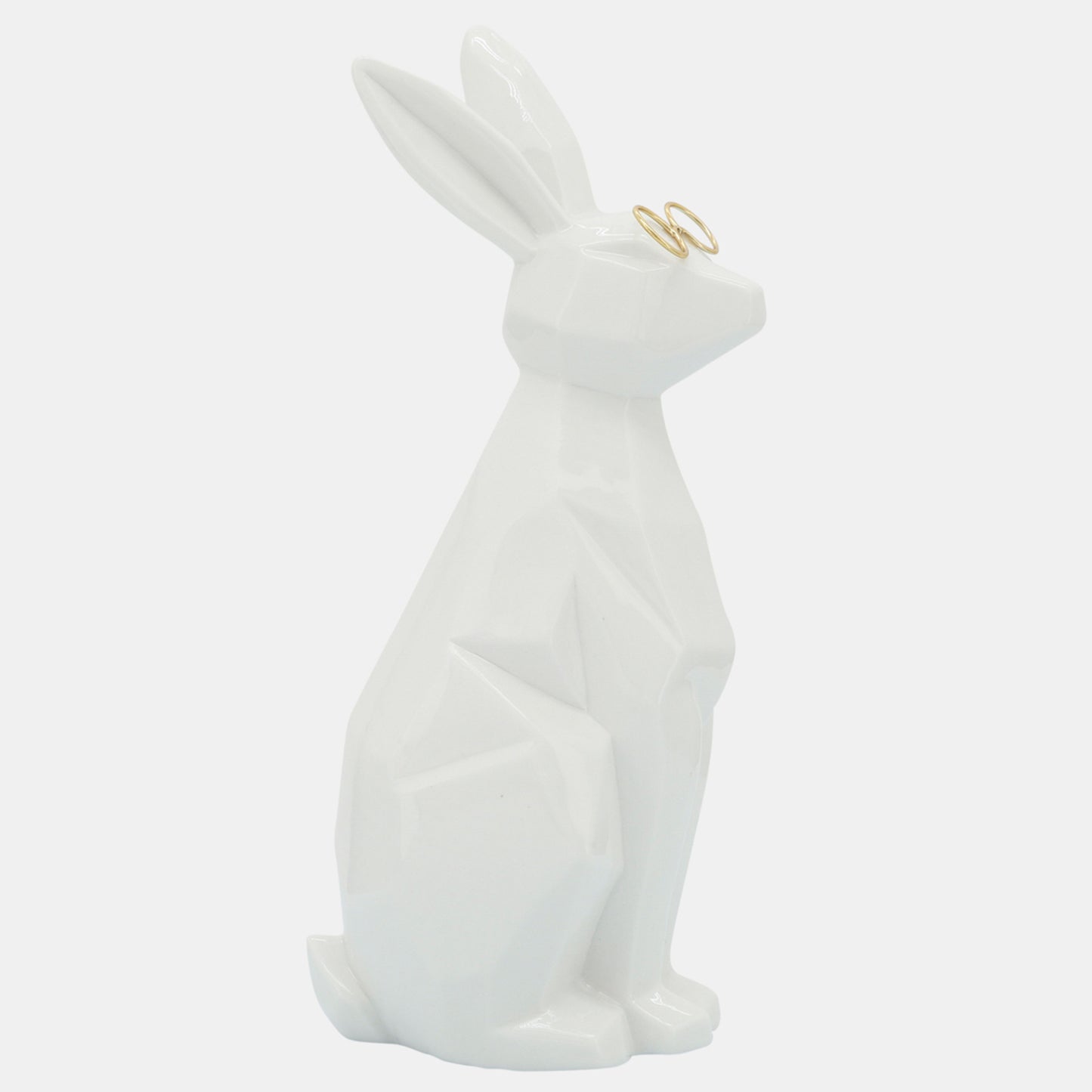 Sagebrook Home Contemporary 11" Ceramic Bunny with Glasses - White/Gold