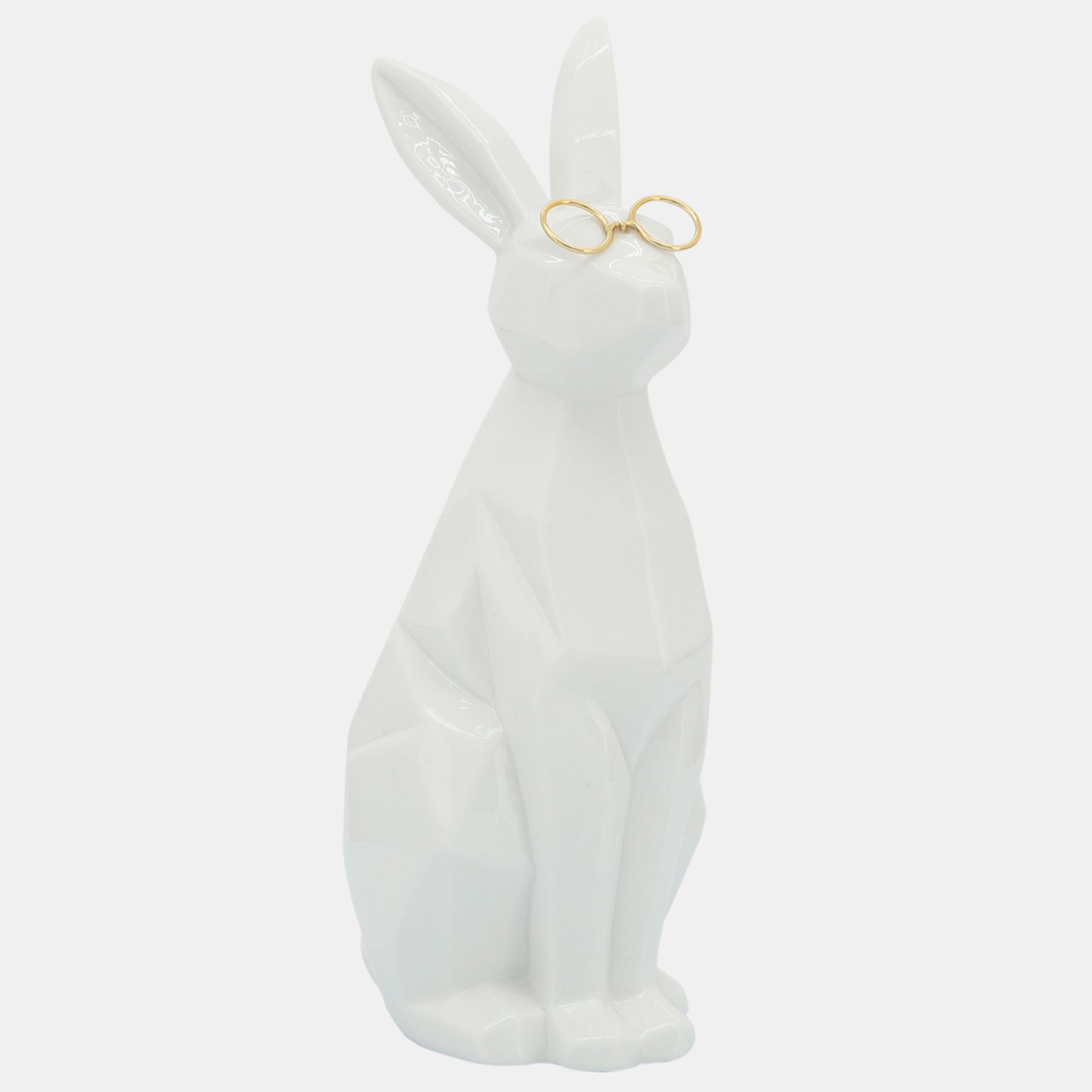 Sagebrook Home Contemporary 11" Ceramic Bunny with Glasses - White/Gold