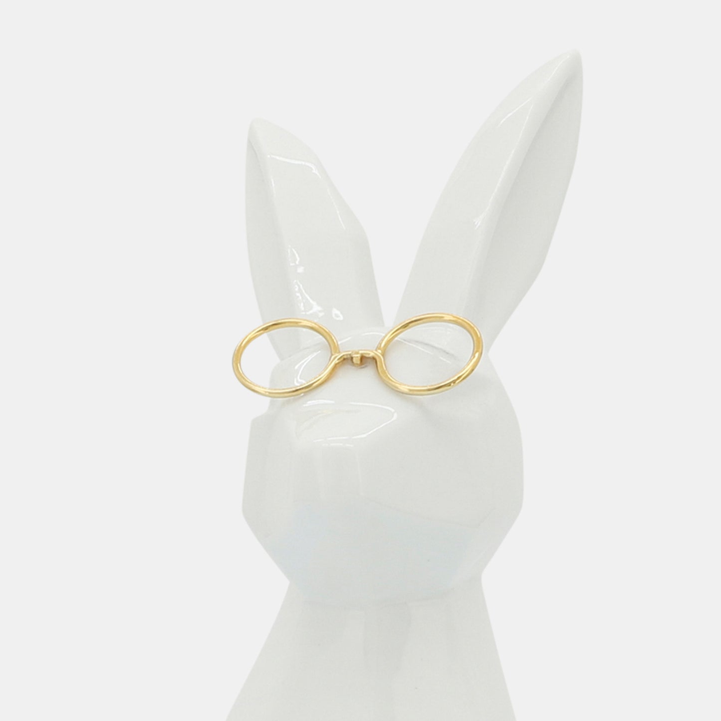 Sagebrook Home Contemporary 11" Ceramic Bunny with Glasses - White/Gold