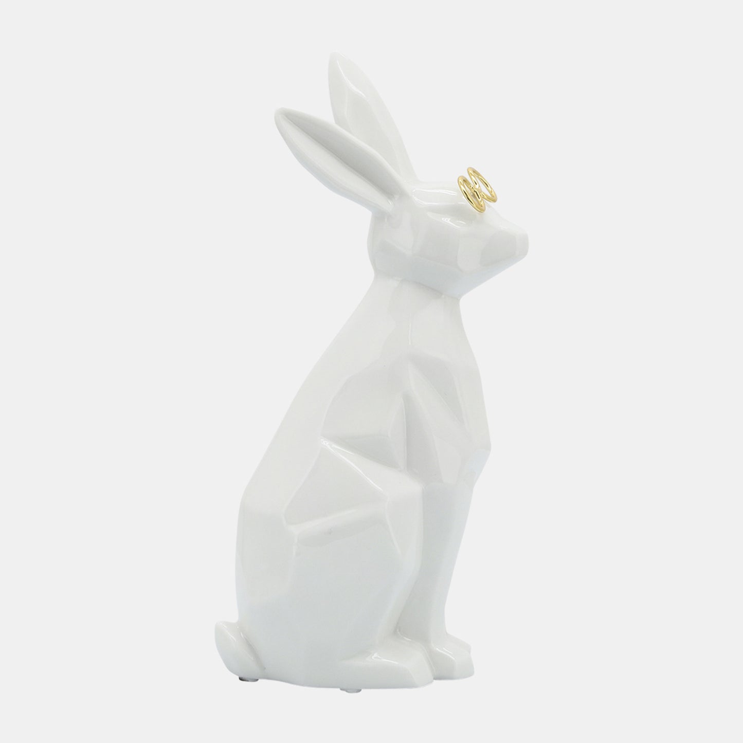 Sagebrook Home Contemporary 9" Ceramic Bunny with Glasses - White/Gold