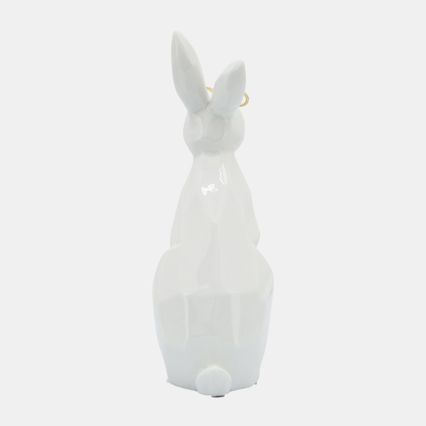 Conejito de cerámica contemporáneo de 9" con vasos de Sagebrook Home - Blanco/dorado