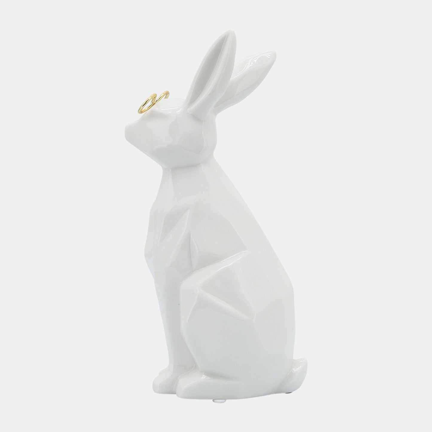 Sagebrook Home Contemporary 9" Ceramic Bunny with Glasses - White/Gold