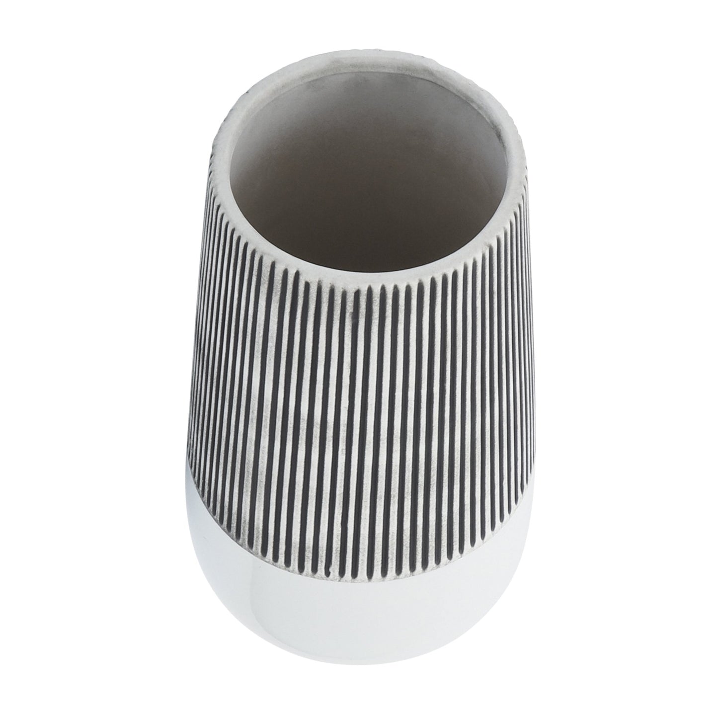 Sagebrook Home Contemporary 12" Ridged Ceramic Vase - Black/White