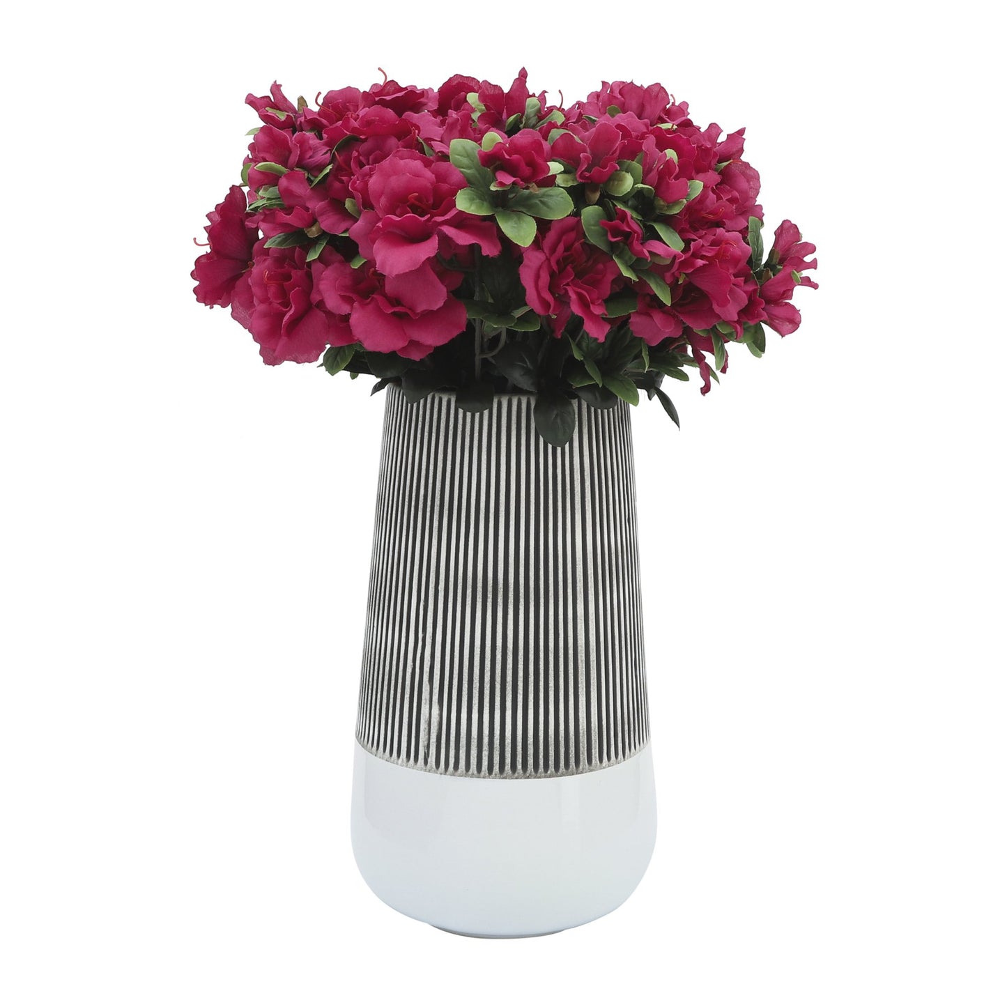 Sagebrook Home Contemporary 12" Ridged Ceramic Vase - Black/White