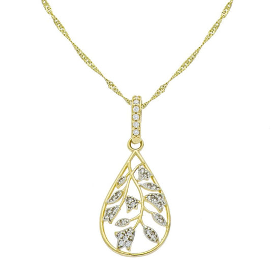 14K Yellow Gold Tear Flower Necklace