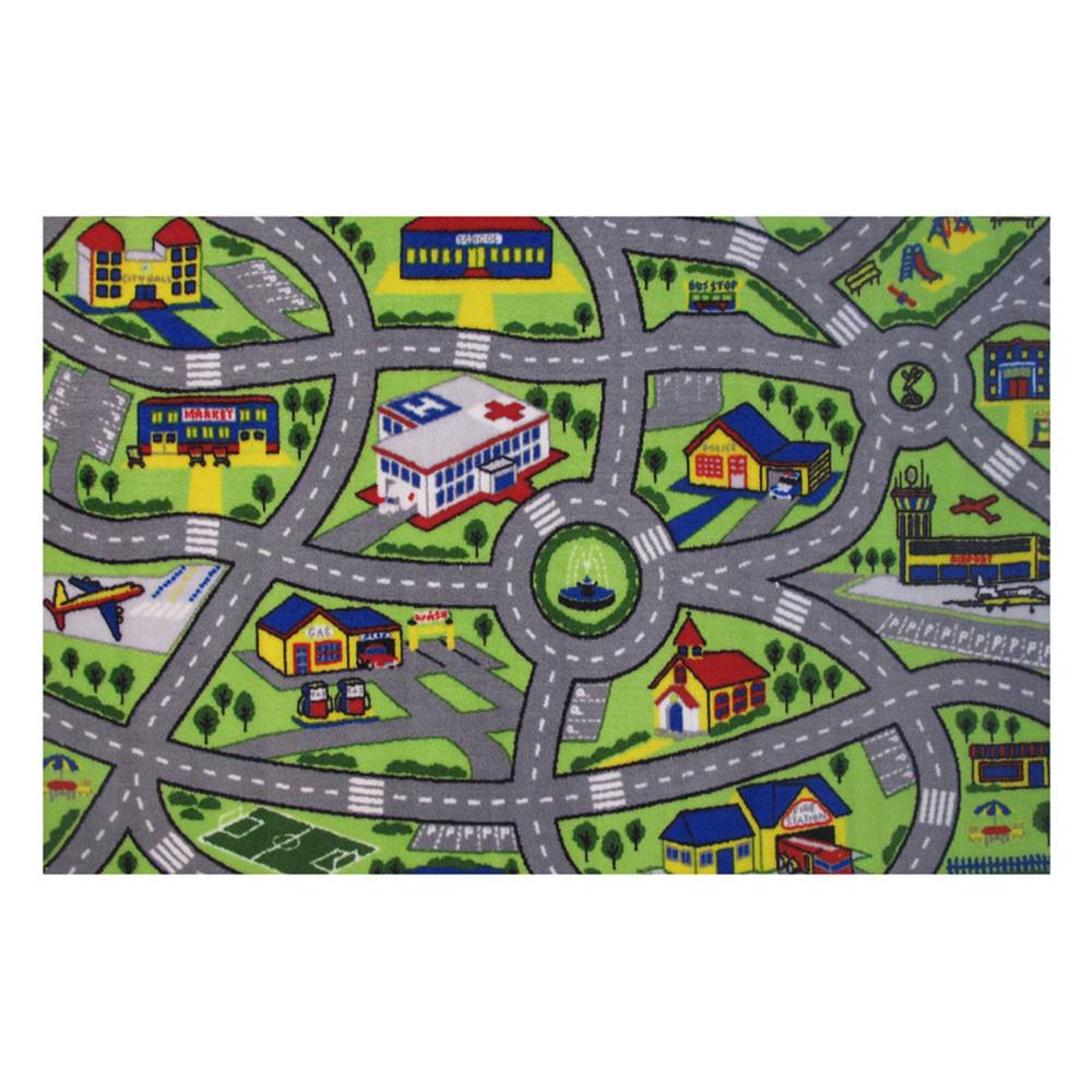 L.A Rugs Fun Time Driving Fun Rectangular Area Rug - Green