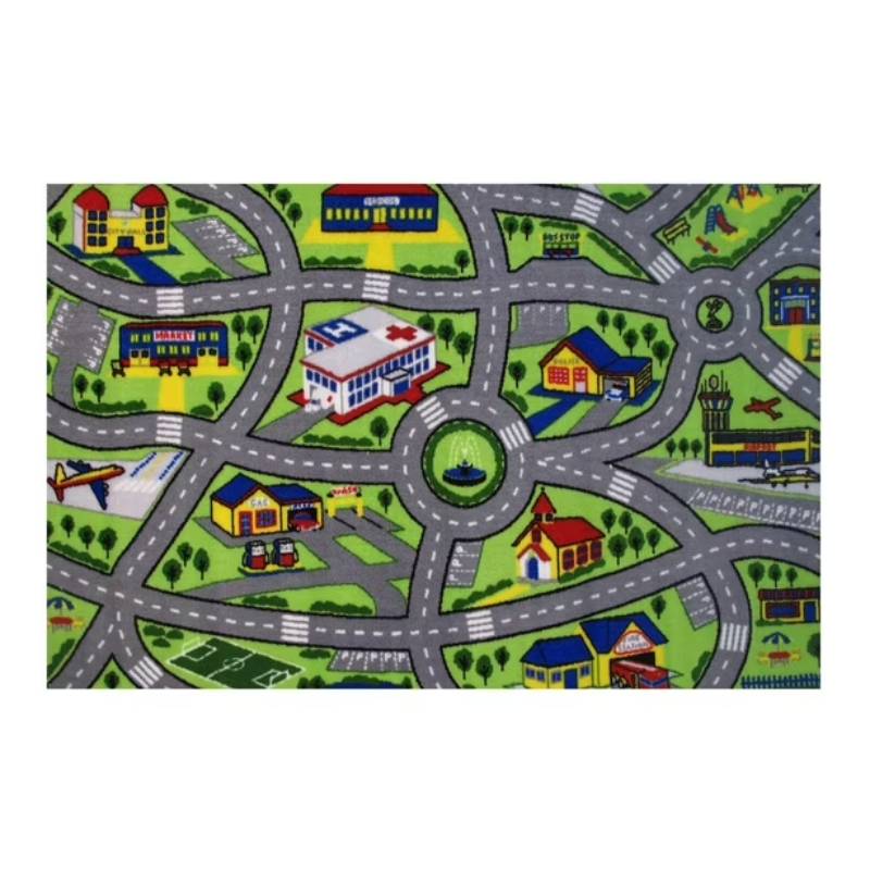 L.A Rugs Fun Time Driving Fun Rectangular Area Rug - Green