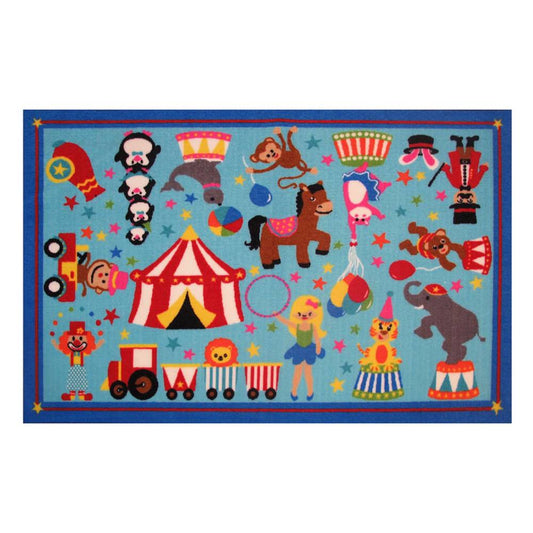 L.A Rugs 3'3" x 4'10" Fun Time Circus Life Rectangular Area Rug - Blue