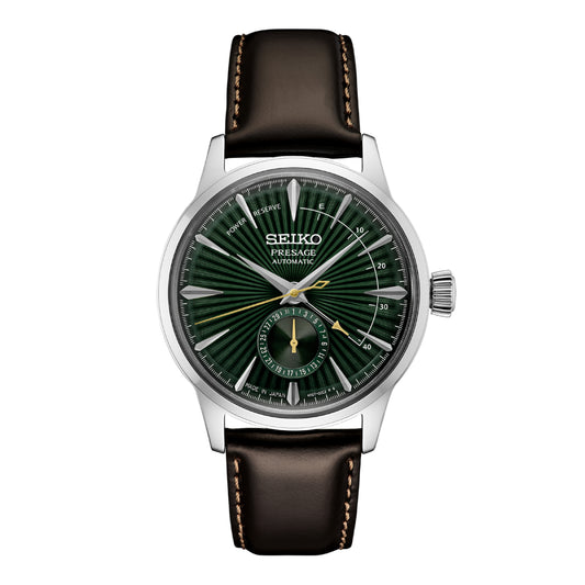 Seiko Presage Men's 40.5mm Brown Strap Watch - Green Dial