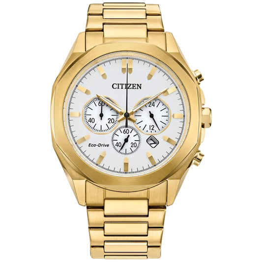 Citizen Eco-Drive Men's Chronograph Gold-Tone Stainless Steel Bracelet Watch 41mm