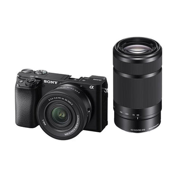Sony Alpha 6100 APS-C Mirrorless Camera 4K Video Camera with E PZ 16-50mm and 55-210 Lenses - Black