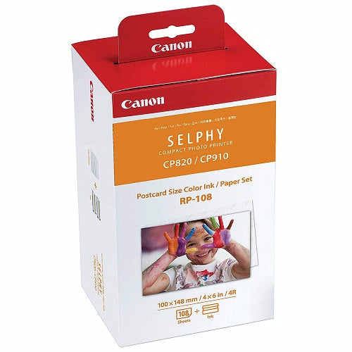 Juego de papel y tinta a color de alta capacidad Canon RP-108 para impresora Selphy