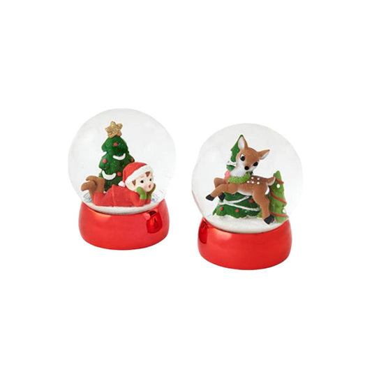 One Hundred 80 Degrees 4.5" Deer and Elf Waterglobe - Assortment